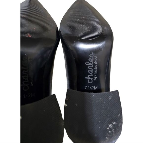 CHARLES BY CHARLES DAVID "Verse" Black Leather Heels Pumps - Size 7 1/2 - Picture 7 of 9